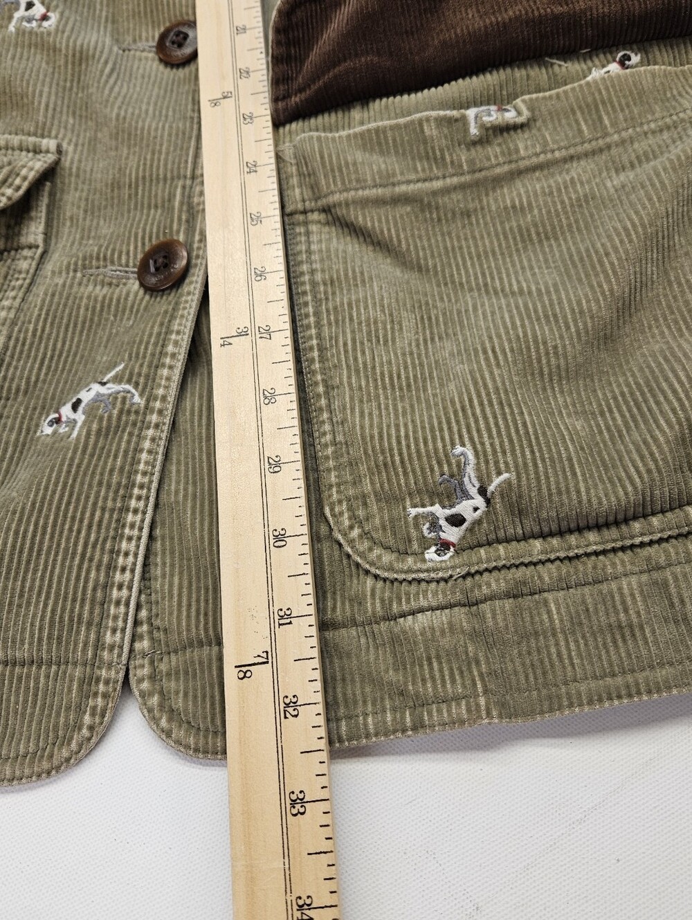 LL Bean Vintage Corduroy Barn Chore Coat Embroidered Hunting Dog Medium Regular - Picture 8 of 10